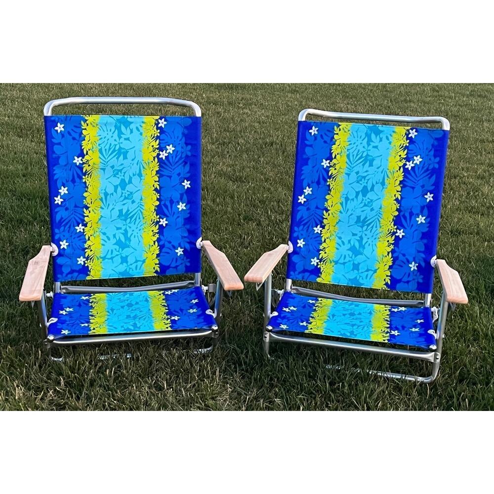 NEW (2) Rio BEACH CHAIR 5-Position + Flat Aluminum Concert Pool Hawaiian Luau